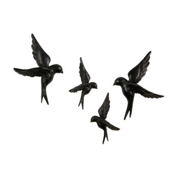 Set Of 4 Avaler Birds Resin Black