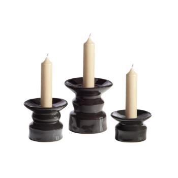 Set V 3  Mason Candleholder Ceramics Black