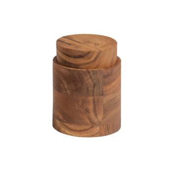 Opal Pot With Lid Acacia Wood Natural 12cm