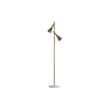 Body Floor Lamp With 2 Lights Metal/marble Antique Brass